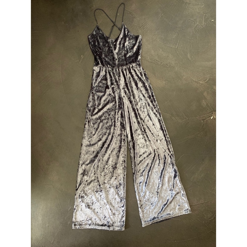 Grey velvet romper